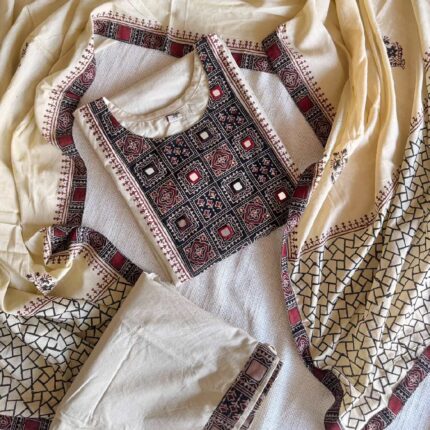 Handworked Ajrakh Three Psc Salwar Set