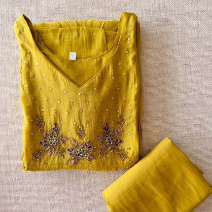 Semi Party Wear Handworked Kurti Set