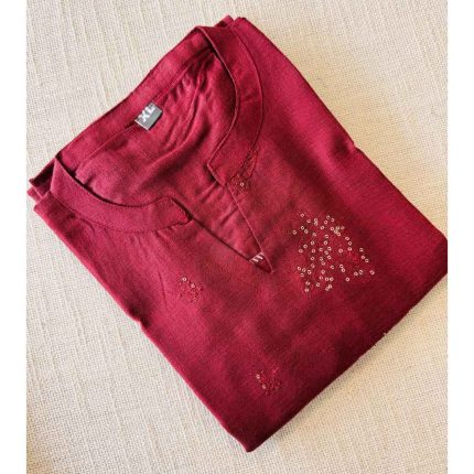 Semi Linen Embroidered Kurtis