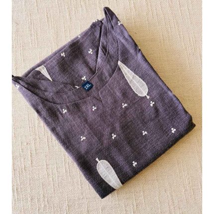 Semi Linen Embroidered Kurtis