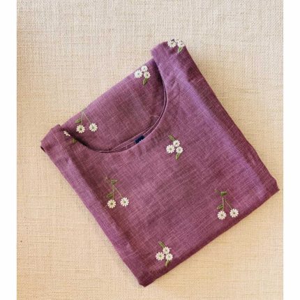 Semi Linen Embroidered Kurtis